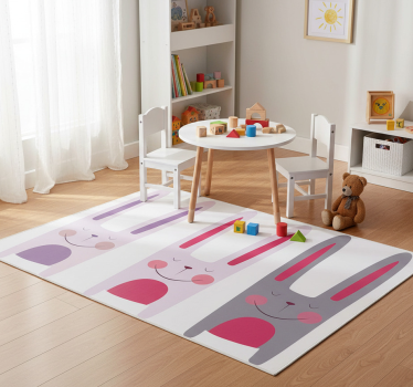 Kids carpet three happy rabbits - TenStickers