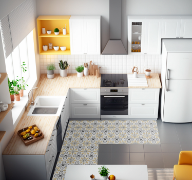 Retro tiles kitchen vinyl rug - TenStickers