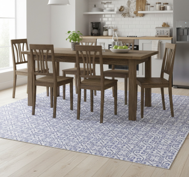 Kitchen vinyl mat blue octagon portuguese tile - TenStickers