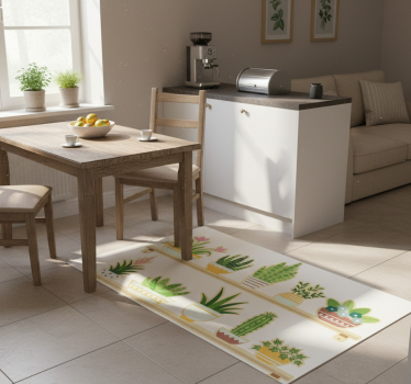 Kitchen vinyl mat cactus plant shelf set - TenStickers
