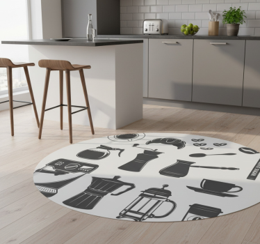 Kitchen vinyl mat coffee set design - TenStickers