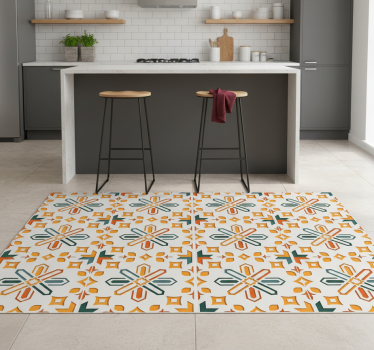 Kitchen vinyl mat encaustic cement tile design - TenStickers