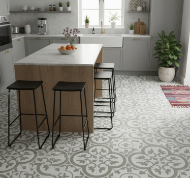 Kitchen vinyl mat evergreen fog moroccan tile - TenStickers