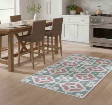 Kitchen vinyl mat with floral hydraulic tile design - TenStickers