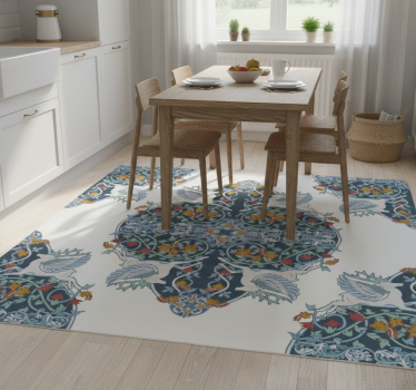 Kitchen vinyl mat floral vintage tile design - TenStickers