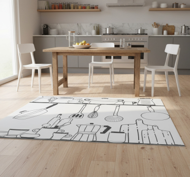 Kitchen vinyl mat for cooking utensils on shelves - TenStickers