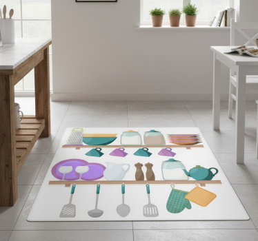 Kitchen vinyl mat for kitchen shelves with utensils - TenStickers