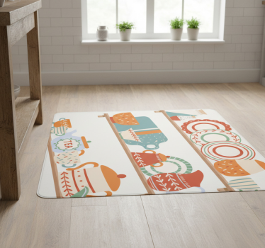 Kitchen vinyl mat for kitchen tableware on shelf - TenStickers