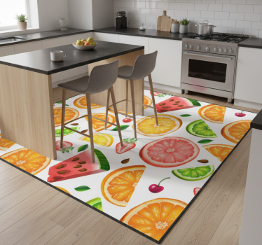 Kitchen vinyl mat fruit border design - TenStickers