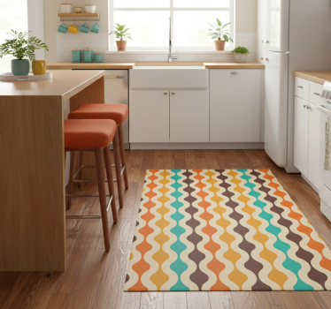 Kitchen vinyl mat geometric retro 70s design - TenStickers