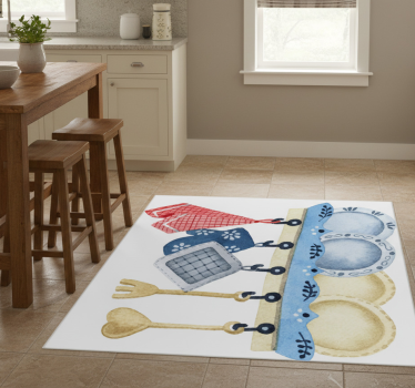Kitchen vinyl mat hand drawn watercolor kitchen tools - TenStickers