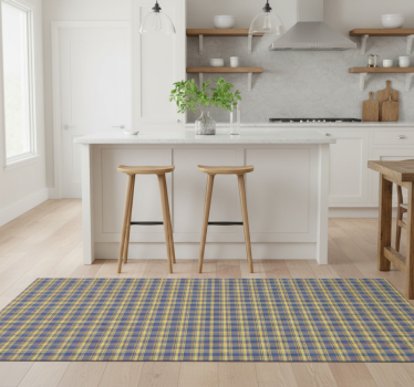 Kitchen vinyl mat in blue check tartan pattern - TenStickers