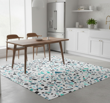 Kitchen vinyl mat in blue marble design - TenStickers