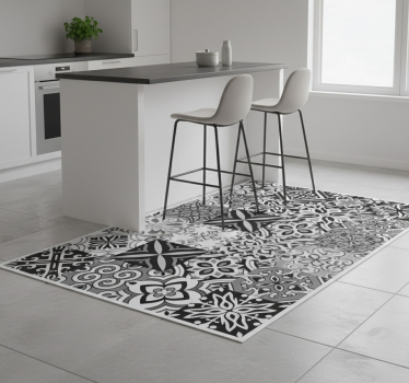 Kitchen vinyl mat in bold black geometric design - TenStickers