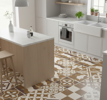 Kitchen vinyl mat in brown cement design - TenStickers