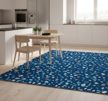 Kitchen vinyl mat in dark blue terrazzo design - TenStickers