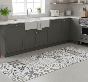 Kitchen vinyl mat in geometric tile mosaic design - TenStickers