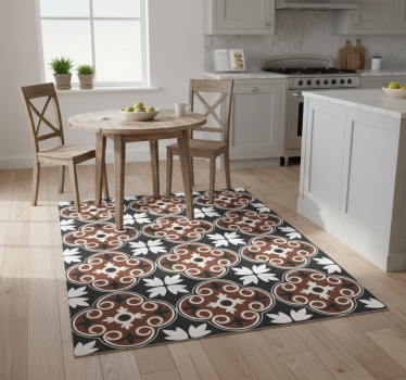 Kitchen vinyl mat in gray and brown vintage pattern - TenStickers