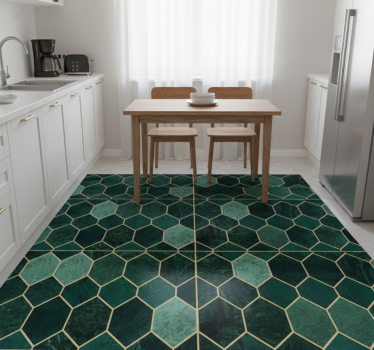 Kitchen vinyl mat in green scale with gold outline - TenStickers