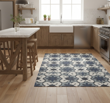 Kitchen vinyl mat in hydraulic blue gracia style - TenStickers