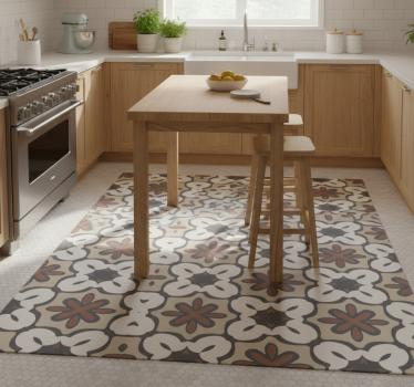 Kitchen vinyl mat in hydraulic brown gracia style - TenStickers