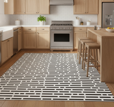 Kitchen vinyl mat in nordic black and white rectangles - TenStickers