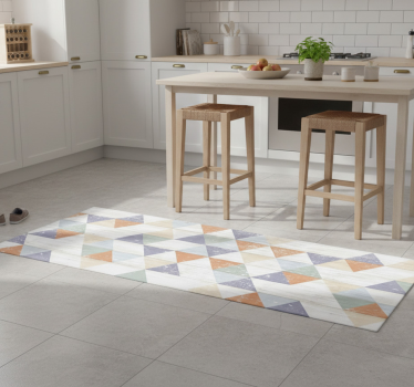 Kitchen vinyl mat in pastel timber triangles - TenStickers