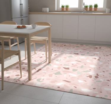 Kitchen vinyl mat in pink terrazzo design - TenStickers