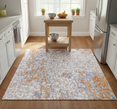Kitchen vinyl mat in porcelain gray mosaic texture - TenStickers