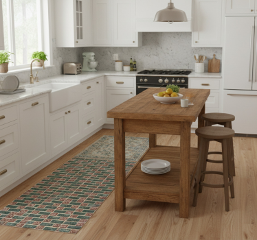Kitchen vinyl mat in simple brick tiles design - TenStickers