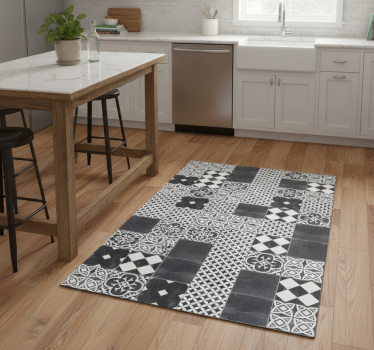 Kitchen vinyl mat in vibrant contrast kaleidoscope - TenStickers