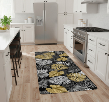 Kitchen vinyl mat luxurious gilded jungle design - TenStickers
