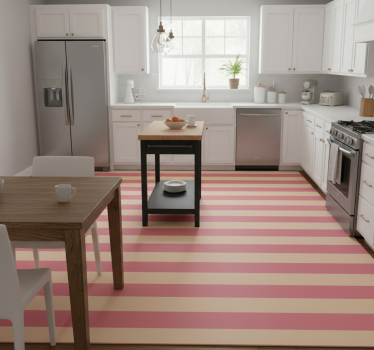 Kitchen vinyl mat pink horizontal stripes - TenStickers