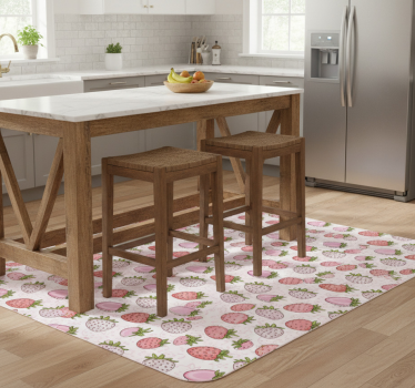 Kitchen vinyl mat seamless pink and red strawberries - TenStickers