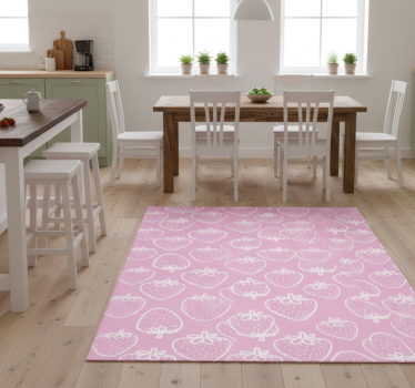 Kitchen vinyl mat seamless pink strawberry pattern - TenStickers