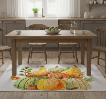 Kitchen vinyl mat watercolor happy thanksgiving veggies - TenStickers