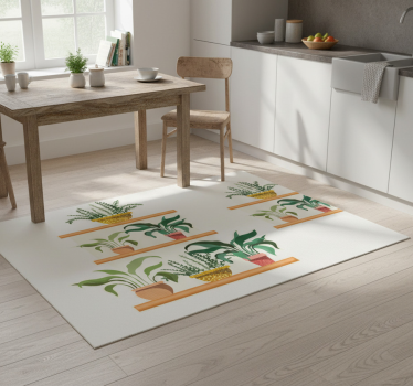 Kitchen vinyl mat watercolor plant shelf set - TenStickers