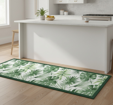 Kitchen vinyl mat watercolor tropical leaves - TenStickers