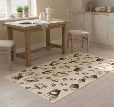 Kitchen vinyl mat with a great coffee mugs pattern - TenStickers