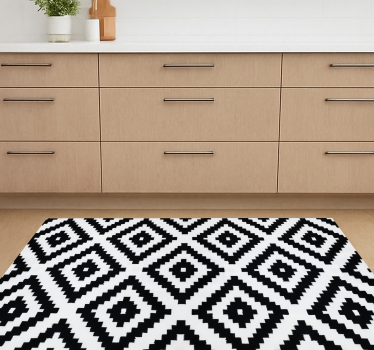 Kitchen vinyl mat with black modern squares - TenStickers
