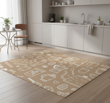 Kitchen vinyl mat with coffee cups and glasses pattern - TenStickers