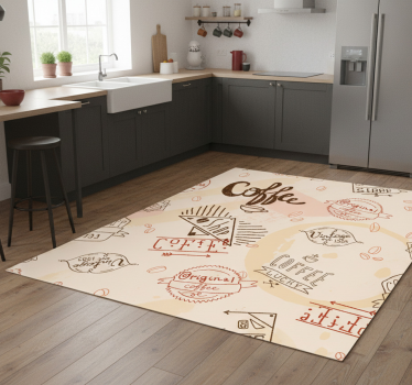 Kitchen vinyl mat with coffee icons - TenStickers