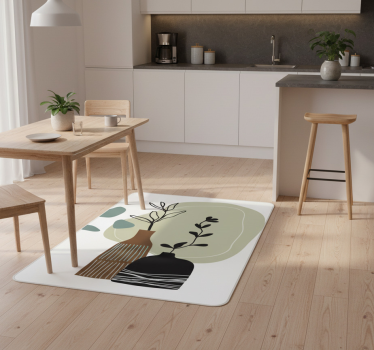 Kitchen vinyl mat with colorful leaves in vase - TenStickers
