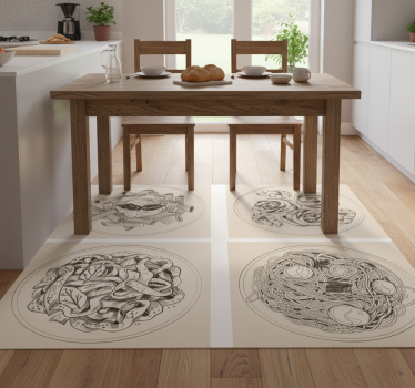 Kitchen vinyl mat with decorative plates - TenStickers