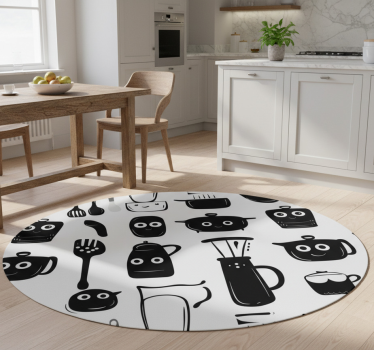 Kitchen vinyl mat with drawn black utensils - TenStickers