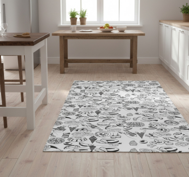 Kitchen vinyl mat with food doodles design - TenStickers