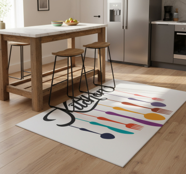 Kitchen vinyl mat with fork and spoons design - TenStickers