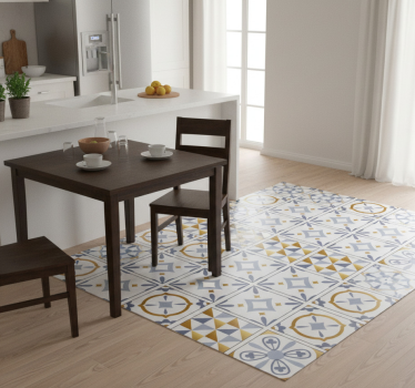 Kitchen vinyl mat with golden effect tile design - TenStickers