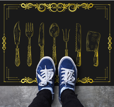 Kitchen vinyl mat with kitchen utensils design - TenStickers