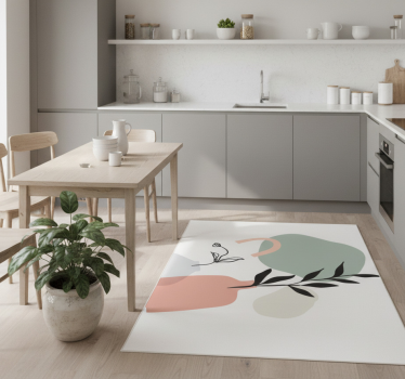 Kitchen vinyl mat with minimalist colorful leaves - TenStickers
